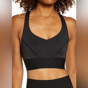 Good American Black Plunge Sports Bra - Women’s Large